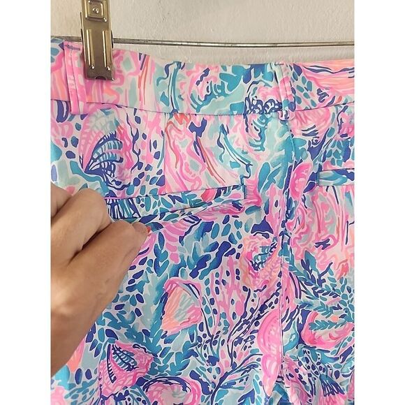 Lilly Pulitzer Pink Blue Seashells Pants Blue Pink Women's Size 2 Cotton Stretch - Picture 6 of 6